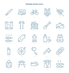 Adventure stroke icon. Adventure line icon set. editable stroke icon pack