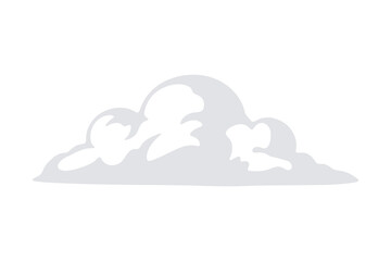 Gray fluffy cloud illustration, soft texture, weather element, isolated on white background, Vector Illustration.