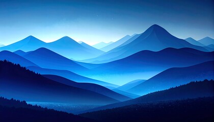 Naklejka premium Blue mountain vista at dawn