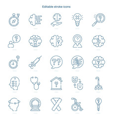 Fototapeta premium Alzheimer stroke icon. Alzheimer line icon set. editable stroke icon pack