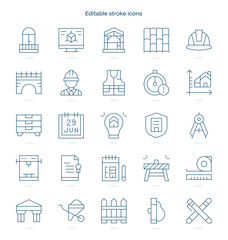 Architecture stroke icon. Architecture line icon set. editable stroke icon pack