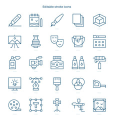 Artist Studio stroke icon. Artist Studio line icon set. editable stroke icon pack