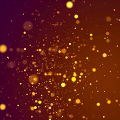 Abstract swirling golden particles on a deep maroon background
