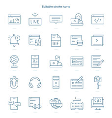 Blogger stroke icon. Blogger line icon set. editable stroke icon pack