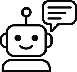 AI Robot Chat Icon – Friendly Bot with Speech Bubble PNG