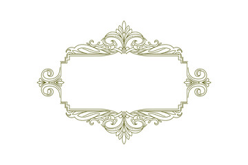 Ornamental Olive Frame, Elegant Border with Floral Decorative Elements, Vintage Style. Vector Illustration