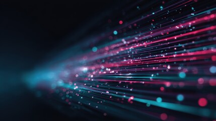 Dynamic radial light streaks in vibrant magenta cyan gradient, futuristic tech background with floating particles, digital energy concept for website headers or video transitions

