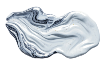 Fluid silver paint swirl art studio digital artwork abstract. Isolated on transparent background, png.