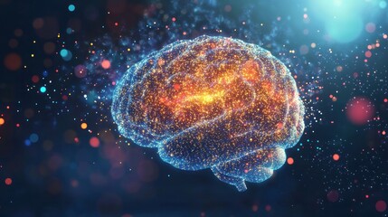 Brain, glowing, digital