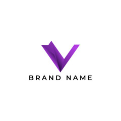 ILLUSTRATION TRIANGLE LETTER V GEOMETRIC LOGO ICON PURPLE GRADIENT COLOR TEMPLATE SIMPLE MINIMALIST ELEMENT DESIGN SIMPLE VECTOR GOOD FOR APPS, BRAND 