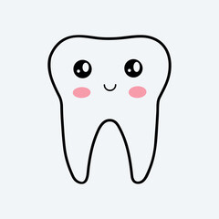 Cute happy kawaii tooth fairy dental silhouette illustration