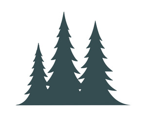 Obraz premium Pine Trees Silhouette Illustration, Evergreen Forest Vector Graphic Design for Nature and Outdoor Concepts. Vector Illustration