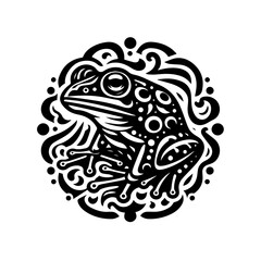 Illustration of a frog with ornate patterns, isolated on white background