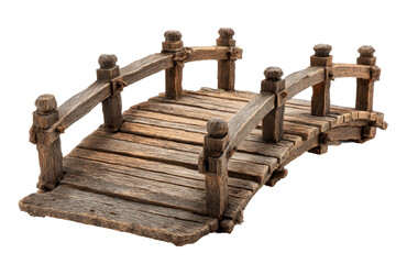 Naklejka premium Wooden bridge model craft exhibit artistic display indoor close-up. Isolated on transparent background, png.