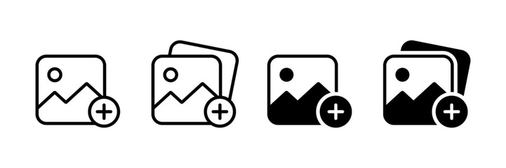 Add image icon. Add picture icon. Add photo icon. Attach new image or picture. Edit album.