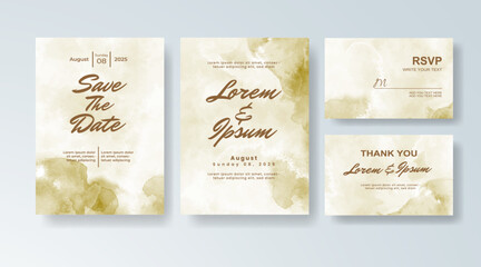 Set of Wedding invitation with abstract splash watercolor