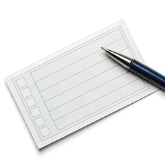 Naklejka premium A close up of a white checklist with empty boxes and a blue pen lying on top of the paper sheet