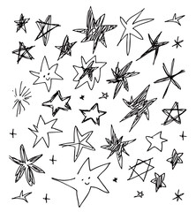 검정색 별 낙서 손그림 일러스트