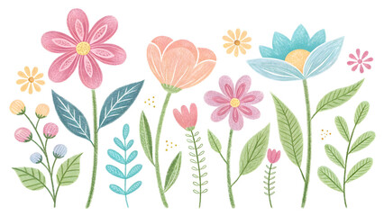 Beautiful seamless floral pattern vector illustration with blooming pink flowers, leaves, and a butterfly, perfect for spring or summer design