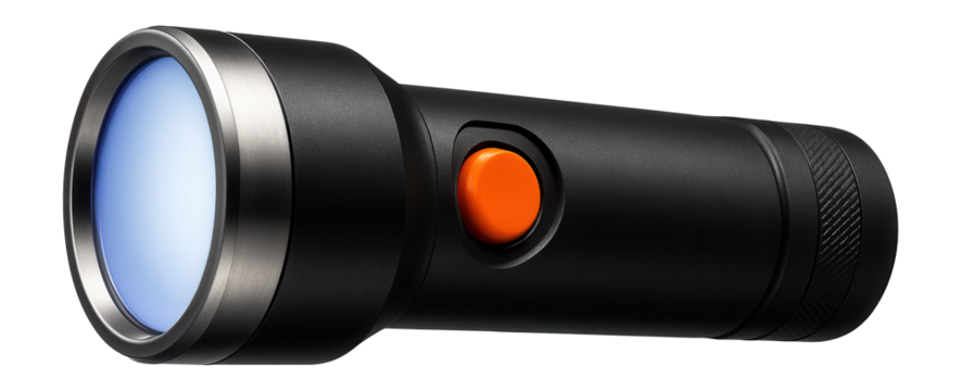 UV mold detection flashlight for identifying hidden mold spots in a closet.