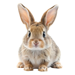 Obraz premium A CloseUp View of a Young Brown Rabbit Against a White Background