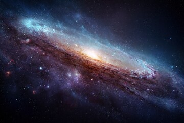 Fototapeta premium A vibrant galaxy stretches across a starspeckled dark background