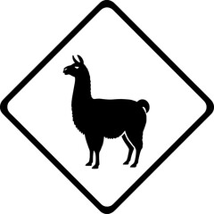 Illustration, Subject: Llama, Location: Graphic Design, Content Type: Icon, Environment: Abstract, Viewpoint: Side View, Concept: Animal Symbol