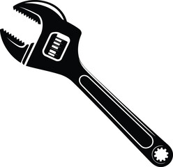 Obraz premium Adjustable Wrench Silhouette Vector Illustration, Transparent Background.
