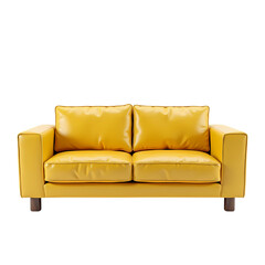Fototapeta premium 3d A bright yellow couch isolated on transparent background