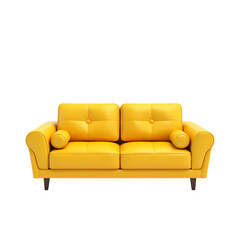 Fototapeta premium 3d A bright yellow couch isolated on transparent background
