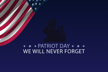 Patriot Day Tribute Design with Silhouette and American Flag