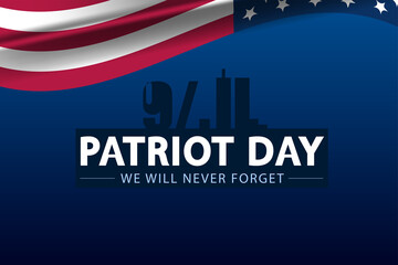 911 Memorial Design with Twin Towers and American flag