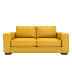 3d A bright yellow couch isolated on transparent background