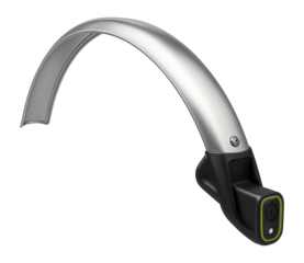 Stainless steel front fender with integrated light mount for touring bicycles