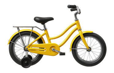 Fototapeta premium Yellow cruiser bicycle with a rear rack and training wheels for city parks