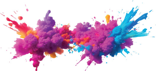  Abstract Holi Color Explosion – Isolated Bright Rainbow Powder Splash on White for Vibrant Festival Graphics

