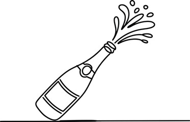 Champagne bottle with splashing liquid in a celebratory moment