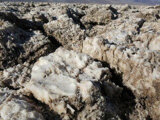 Salt Formations in Desert Basin Landscape