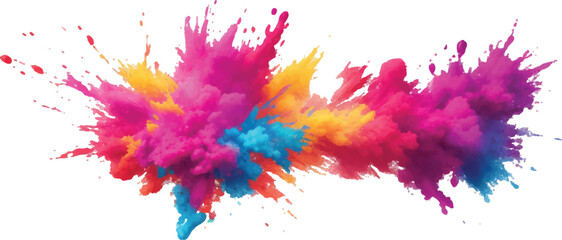 Rainbow Holi Color Explosion – Paint Powder Splash on White Background for Bright Festival Art and Design
