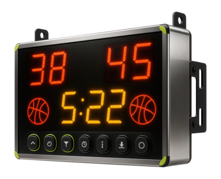LED scoreboard with adjustable brightness for indoor basketball games