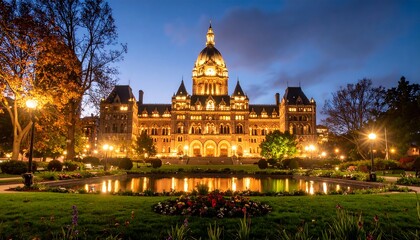 Fototapeta premium Illuminated state capitol building at twilight