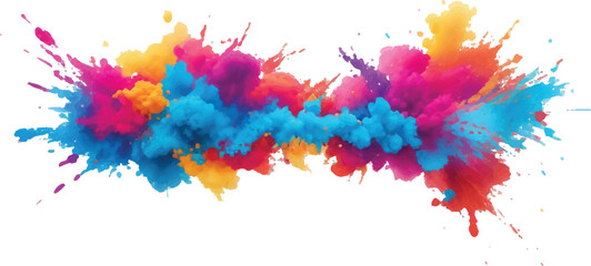 Holi Powder Color Explosion – Vibrant Rainbow Paint Burst Isolated on White Background for Festival and Celebration Themes

