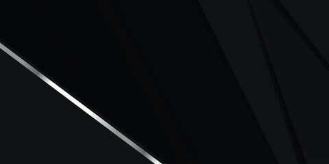 Abstract dark background with overlapping geometric shapes. Black paper cut theme vector background.