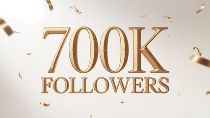 700K Followers Celebration Gold Number Milestone Achievement with Confetti