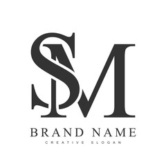 SM trendy logotype template. Initial letter s and m classic font style. Creative logo for company name or identity.