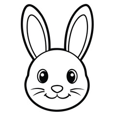 Fototapeta premium Cute cartoon bunny rabbit face with long ears and a happy expression perfect for coloring pages and children s illustrations