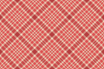 Elegant red and cream diagonal plaid pattern. Perfect for textile design, website backgrounds, or scrapbooking. This seamless texture evokes feelings of warmth, comfort, and tradition.