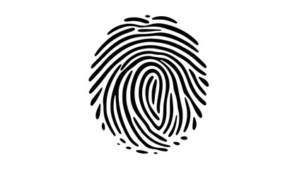 Simple black and white vector illustration of a fingerprint icon, secure, control