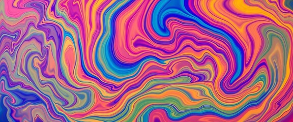 Obraz premium Swirling vibrant hues, abstract fluid forms create dynamic, colorful backdrop, fantasy, design