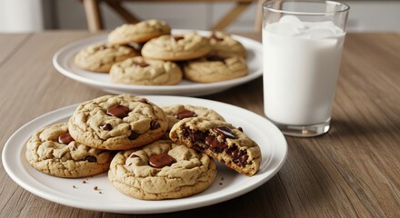 Classic Comfort: Chocolate Chip Cookies and Milk.